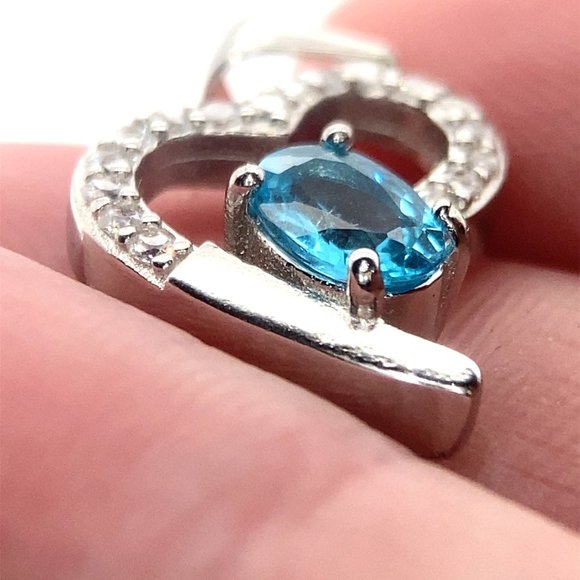 Paraiba Blue Apatite 1.02ct Platinum Finish Solid 925 Sterling Silver Pendant - Picture 3 of 5